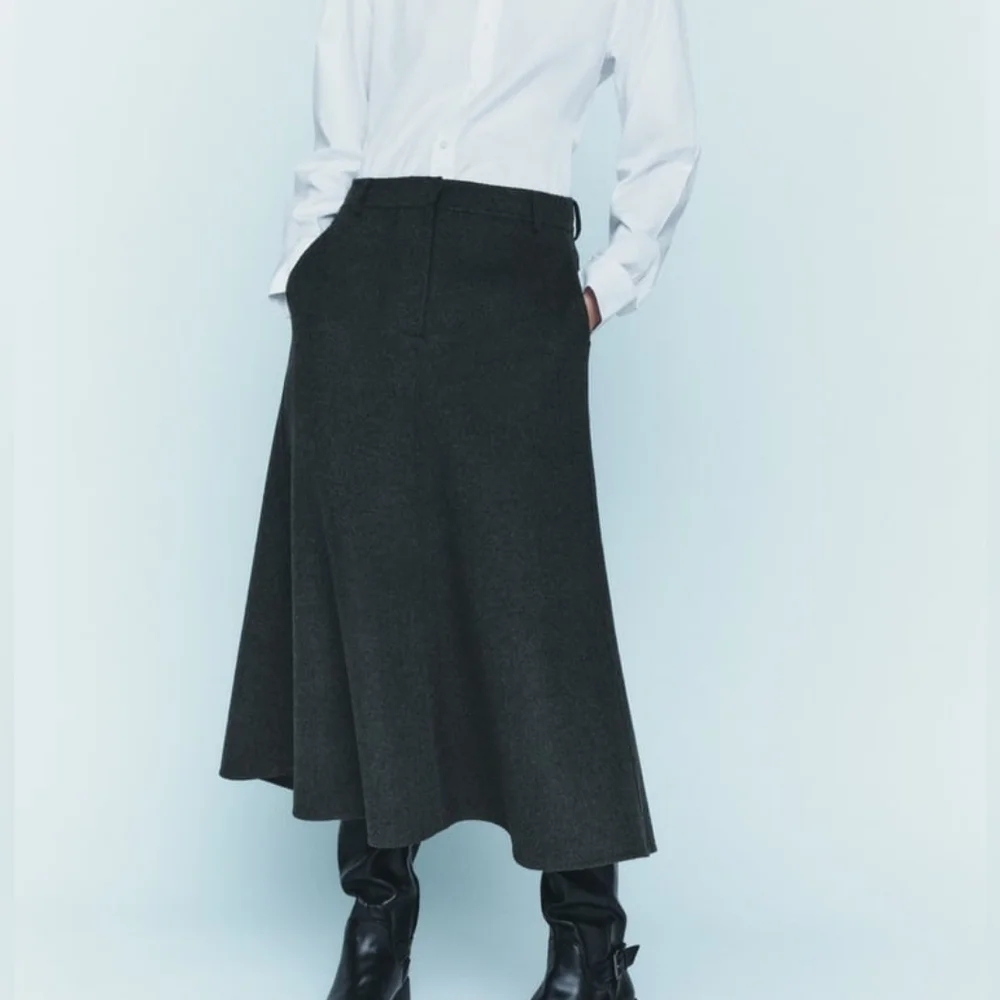 Zara Collection co-ord set vest & Wool-blend cape/A-line midi skirt SZ M BNWT